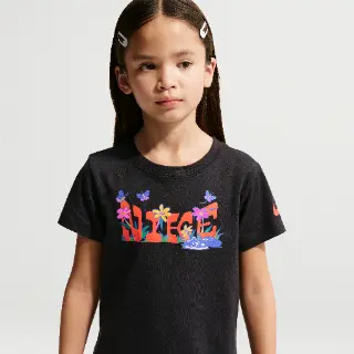 Nike T-shirt met bloemenprint voor kleuters - Zwart