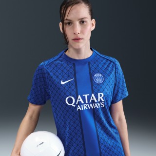 Paris Saint-Germain Academy Pro Thuis Nike Dri-FIT warming-uptop met korte mouwen voor dames - Blauw