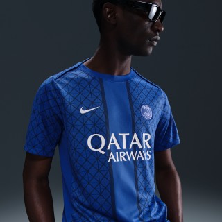 Paris Saint-Germain Academy Pro Thuis Nike Dri-FIT warming-uptop met korte mouwen voor heren - Blauw