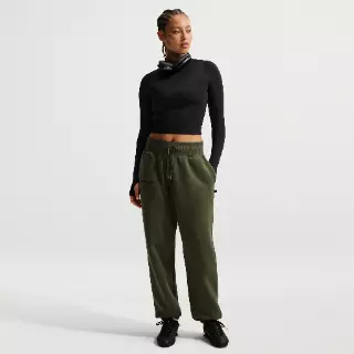 Paris Saint-Germain Phoenix Fleece Nike oversized voetbalbroek met hoge taille voor dames - Groen