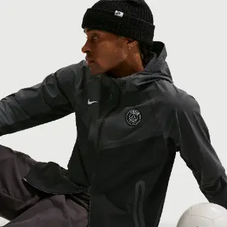 Paris Saint-Germain Tech Windrunner Nike geweven voetbaljack met rits over de hele lengte voor heren - Zwart