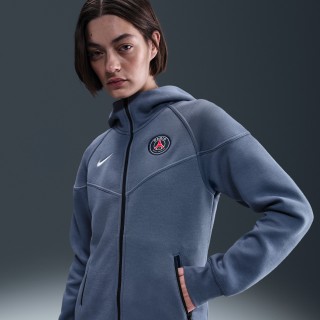 Paris Saint-Germain Tech Windrunner Nike voetbalhoodie met rits over de hele lengte van fleece voor dames - Blauw
