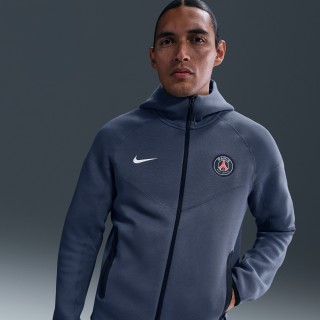 Paris Saint-Germain Tech Windrunner Nike voetbalhoodie met rits over de hele lengte van fleece voor heren - Blauw