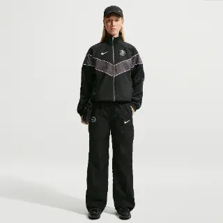 Paris Saint-Germain Windrunner Nike Football geweven damesbroek met hoge taille - Zwart