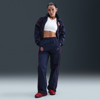 Paris Saint-Germain Windrunner Nike geweven voetbalbroek met hoge taille en open zoom voor dames - Blauw