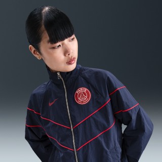 Paris Saint-Germain Windrunner Nike geweven voetbaljack met uv-bescherming en rits over de hele lengte voor dames - Blauw
