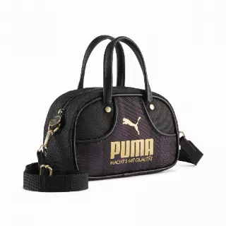 PUMA 1976 minisporttas voor Dames, Zwart/Goud
