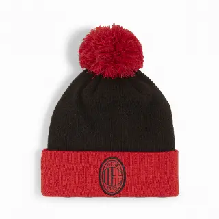 PUMA AC Milan beanie met pompom, Zwart/Rood