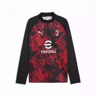 PUMA AC Milan Warmup top met kwartrits voor Heren, Zwart/Rood
