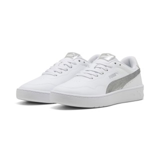 PUMA Court Lally Metallic Whisper sneakers voor Dames, Wit/Zilver