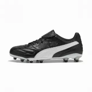 PUMA KING LIGA FG/AG uniseks voetbalschoenen, Zwart/Wit/Zilver