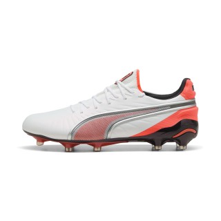 PUMA KING ULTIMATE FG/AG uniseks voetbalschoenen, Rood/Wit/Zilver
