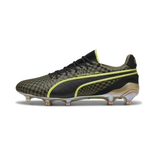 PUMA KING ULTIMATE x PORSCHE FG/AG unisex voetbalschoenen, Zwart/Goud