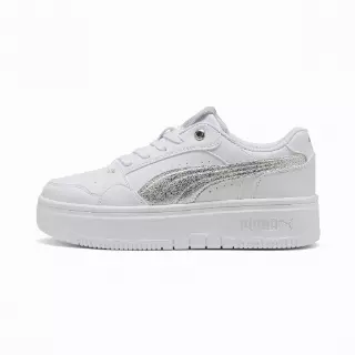 PUMA Rebound Femme lage Metallic sneakers voor Dames, Grijs/Wit/Zilver