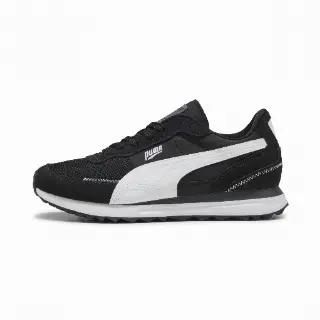 PUMA Road Rider uniseks sneakers van suède, Zwart/Grijs/Wit
