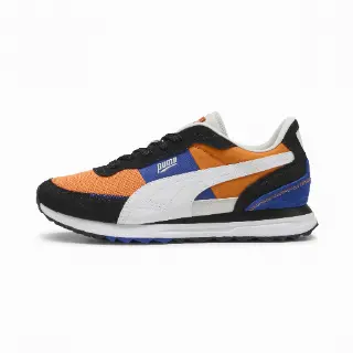 PUMA Road Rider uniseks sneakers van suède, Zwart/Oranje