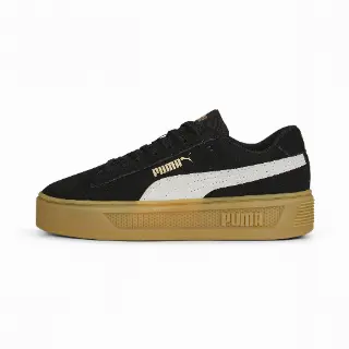 PUMA Smash Platform V3 suède sneakers voor Dames, Zwart/Wit/Goud