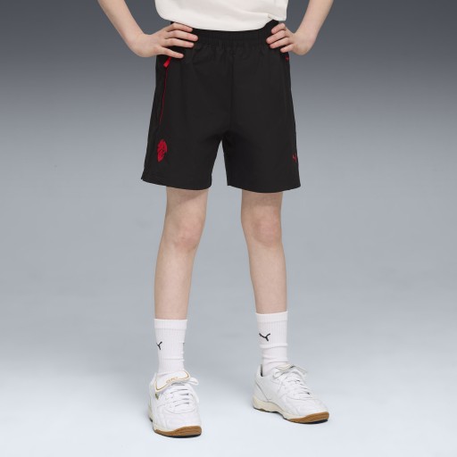AC Milan PUMATECH relaxte geweven short, Zwart/Rood