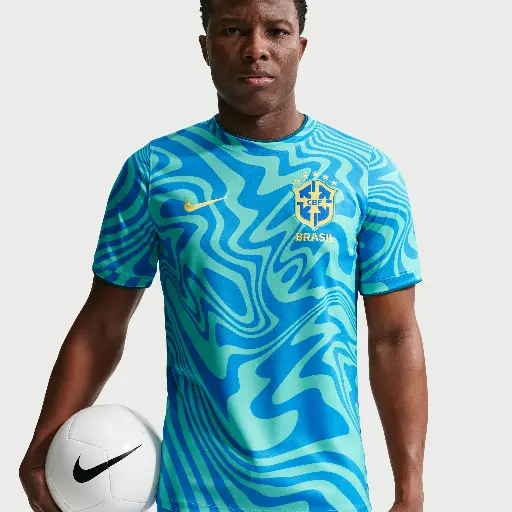 Brazilië Academy Pro Nike Dri-FIT warming-uptop met korte mouwen voor heren - Groen