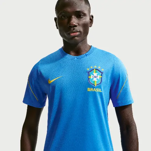 Brazilië Strike Nike Dri-FIT voetbaltop met korte mouwen voor heren - Blauw