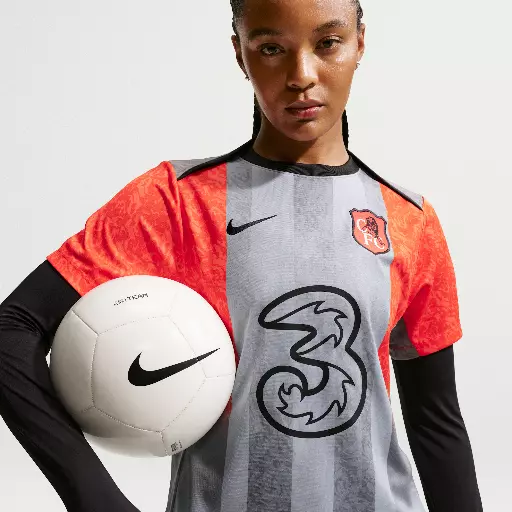 Chelsea FC Academy Pro SE Nike Dri-FIT warming-uptop met korte mouwen voor dames - Grijs