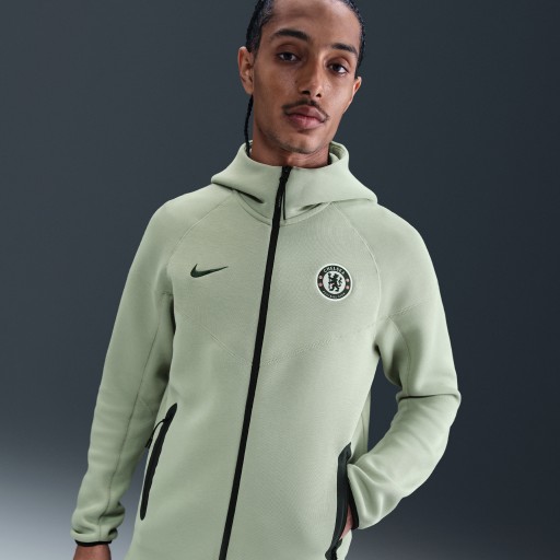 Chelsea FC Tech Windrunner Nike fleece voetbalhoodie met rits over de hele lengte voor heren - Groen