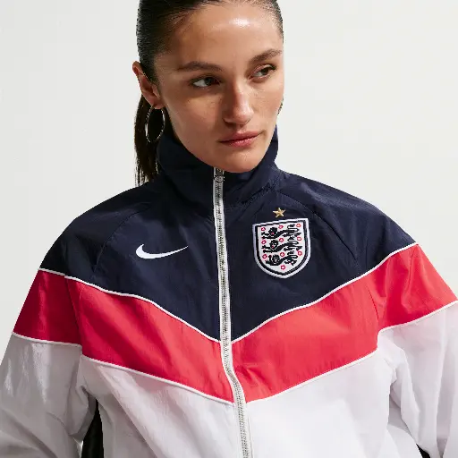 Engeland Windrunner Nike geweven voetbaljack met uv-bescherming voor dames - Wit