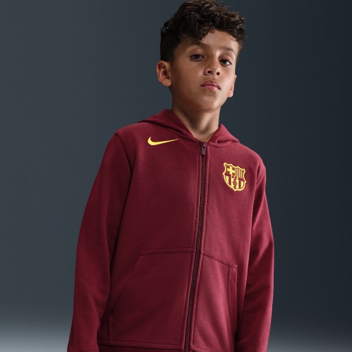 FC Barcelona Club Fourth Nike voetbalhoodie met rits in de volledige lengte voor jongens - Rood