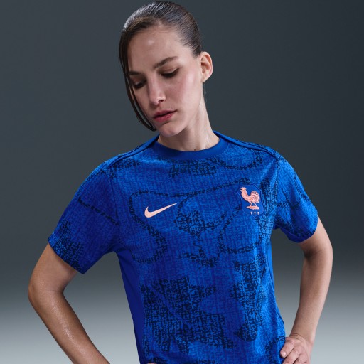 FFF Academy Pro Nike Dri-FIT warming-uptop met korte mouwen voor dames - Blauw