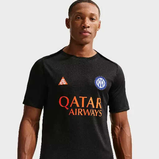 Inter Milan Academy Pro SE Nike ACG Dri-FIT warming-upvoetbaltop met korte mouwen voor heren - Zwart