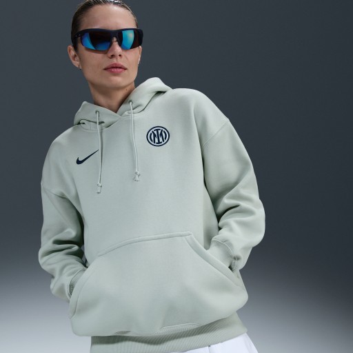 Inter Milan Phoenix Fleece Nike oversized voetbalhoodie voor dames - Grijs