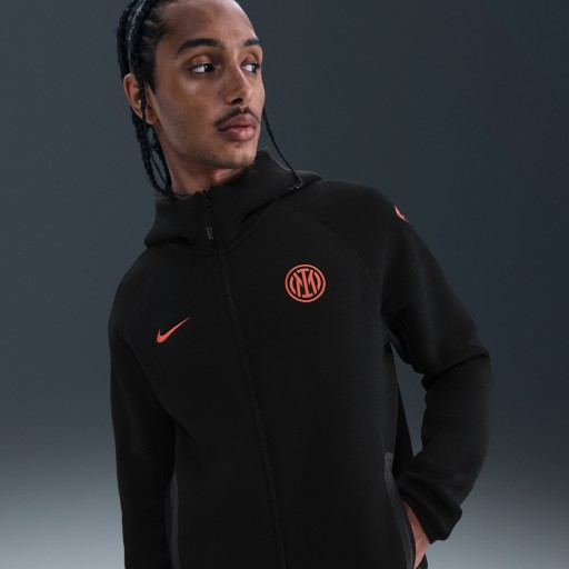Inter Milan Tech Windrunner Nike Total 90 voetbalhoodie van fleece voor heren - Zwart
