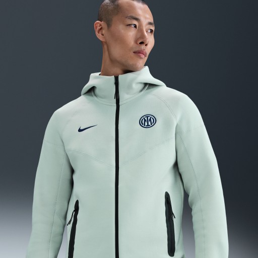 Inter Milan Tech Windrunner Nike voetbalhoodie met rits over de hele lengte van fleece voor heren - Grijs