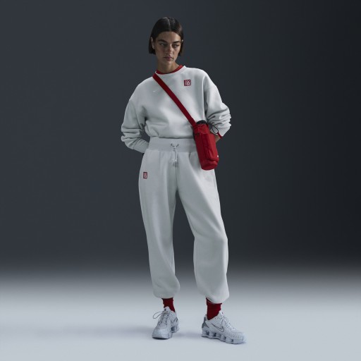 Liverpool FC Phoenix Fleece Derde Nike oversized voetbalbroek met hoge taille voor dames - Grijs