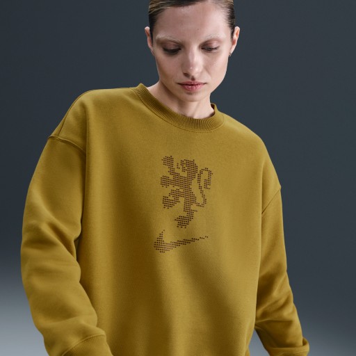 Nederland Phoenix Fleece Nike oversized voetbalsweatshirt met ronde hals voor dames - Bruin