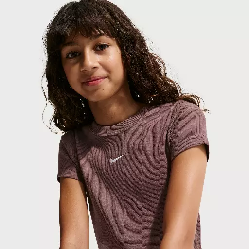 Nike aansluitend cropped geribd T-shirt voor meisjes - Paars
