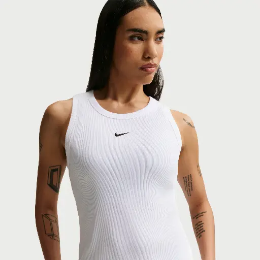 Nike aansluitende geribde tanktop voor dames - Wit