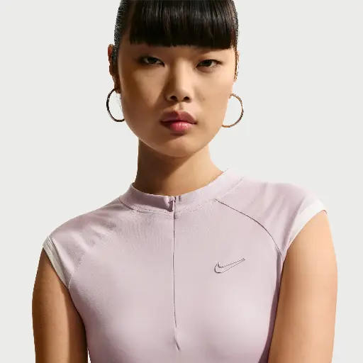 Nike aansluitende mouwloze top met korte rits voor dames - Paars
