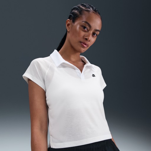 Nike aansluitende retro polotop voor dames - Wit