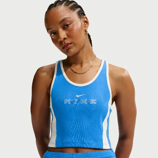 Nike aansluitende tanktop met graphic voor dames - Blauw