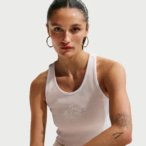 Nike aansluitende tanktop met graphic voor dames - Wit