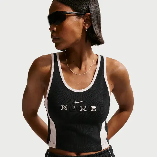 Nike aansluitende tanktop met graphic voor dames - Zwart