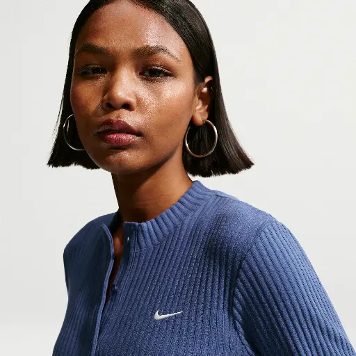 Nike Chill Knit aansluitend breed geribd vest voor dames - Blauw