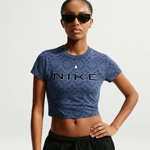 Nike Chill Knit aansluitend kort T-shirt voor dames - Blauw