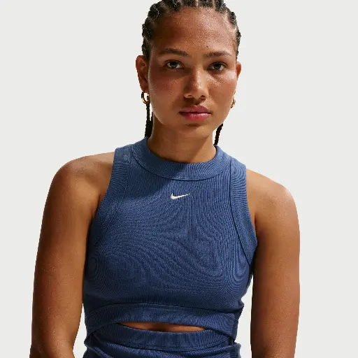 Nike Chill Knit aansluitende geribde tanktop voor dames - Blauw