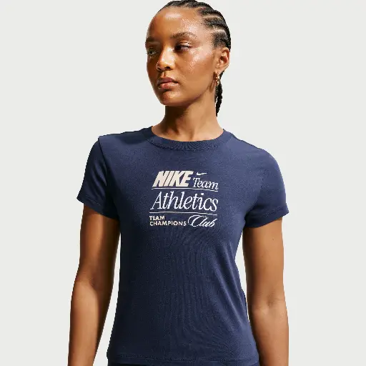 Nike Chill Knit Cropped aansluitend T-shirt voor dames - Blauw