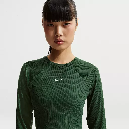 Nike Chill Knit strakke, geribde top met lange mouwen voor dames - Groen