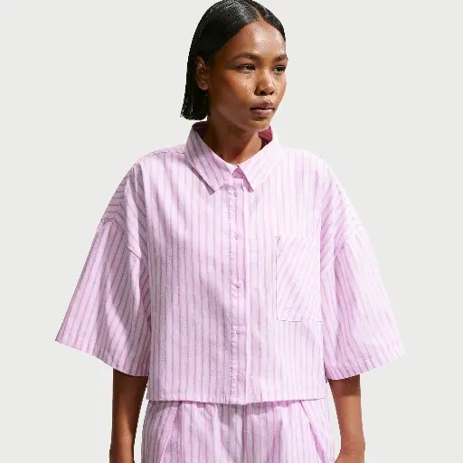 Nike Chill Poplin oversized gestreepte damestop - Paars