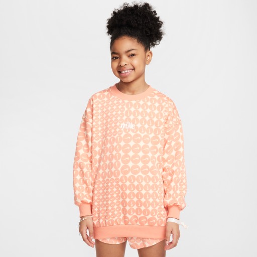 Nike Club Fleece oversized sweatshirt met ronde hals voor meisjes - Oranje