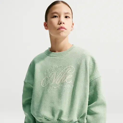 Nike Club Fleece recht sweatshirt met ronde hals voor meisjes - Groen